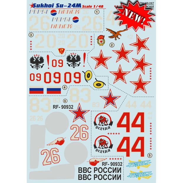 Print Scale 48-097 Decal Sukhoi Su-24M Scale 1:48 for Aircraft Plastic model kit