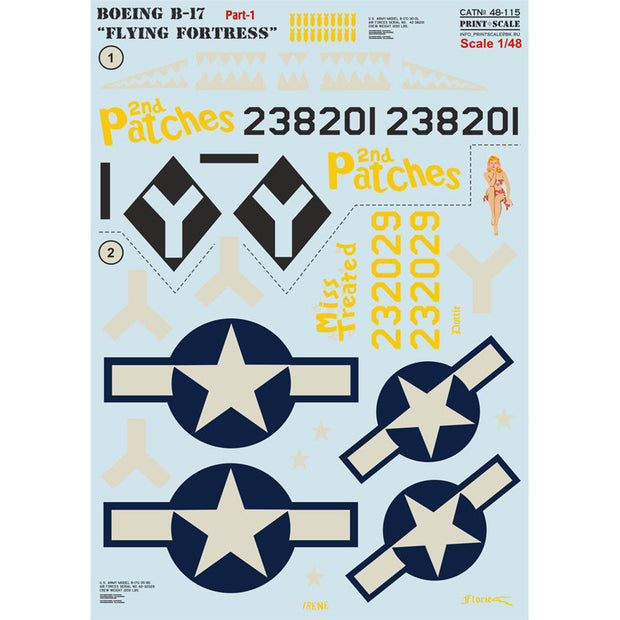 Print Scale 48-115 Decal Boeing B-17 Flying Fortress Part 1 Scale 1:48 for Aircraft Plastic model kit