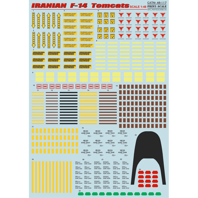 Print Scale 48-117 Decal Iranian Tomcat F-14. The complete set 2 leaf Scale 1:48 for Aircraft Plastic model kit