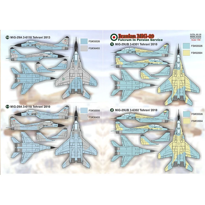 Print Scale 48-129 Decal Iranian MiG-29 Scale 1:48 for Aircraft Plastic model kit