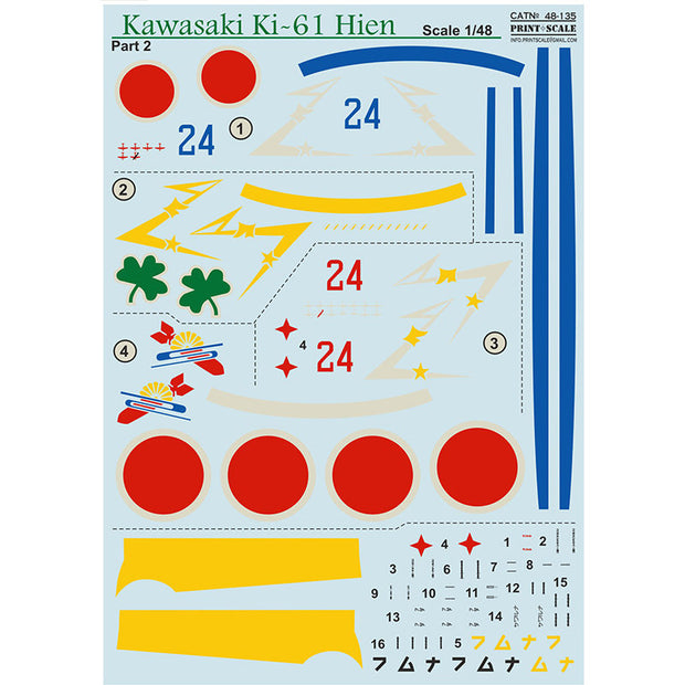 Print Scale 48-135 Decal Kawasaki Ki-61 Hien Part 2 Scale 1:48 for Aircraft Plastic model kit