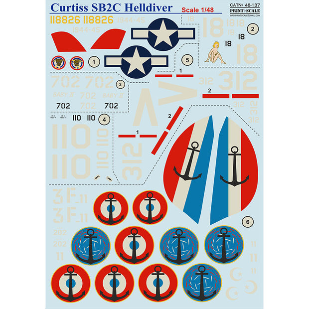 Print Scale 48-137 Decal Curtiss SB2C Helldiver The complete set 1.5 leaf Scale 1:48 for Aircraft Plastic model kit