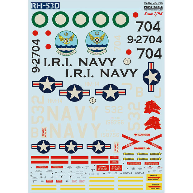 Print Scale 48-138 Decal Sikorskiy RH-53D Scale 1:48 for Helicopter Plastic model kit