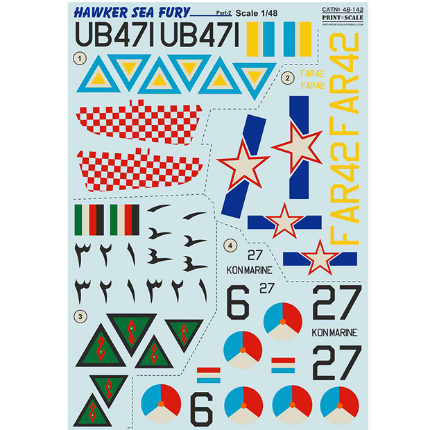 Print Scale 48-142 Decal Hawker Sea Fury Part 2 The complete set 1.5 leaf Scale 1:48 for Aircraft Plastic model kit