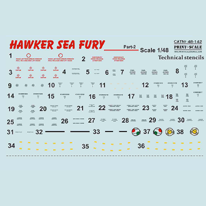 Print Scale 48-142 Decal Hawker Sea Fury Part 2 The complete set 1.5 leaf Scale 1:48 for Aircraft Plastic model kit