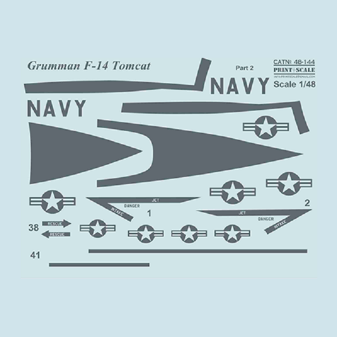 Print Scale 48-144 Decal 1:48 Grumman F-14 Tomcat Part 2 The complete set 2 leaf