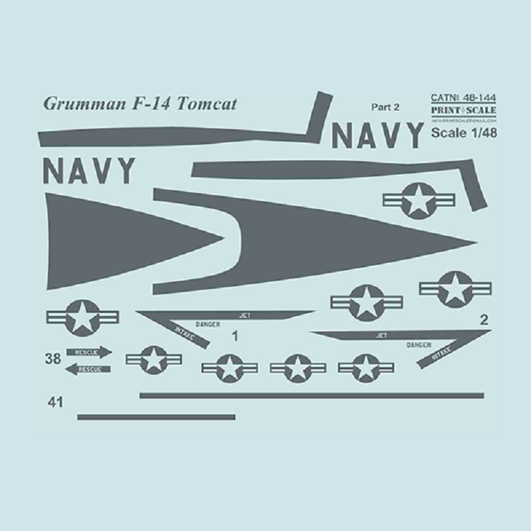 Print Scale 48-144 Decal 1:48 Grumman F-14 Tomcat Part 2 The complete set 2 leaf