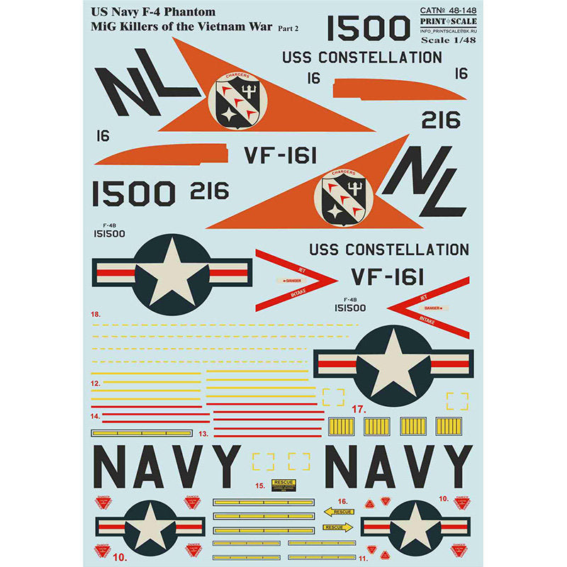 Print Scale 48-148 Decal 1:48 US NAVY F-4 Phantom MIG Killers in VietNam Part 2 for Aircraft Plastic model kit