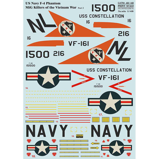 Print Scale 48-148 Decal 1:48 US NAVY F-4 Phantom MIG fighters in VietNam Part 2 for Aircraft Plastic model kit