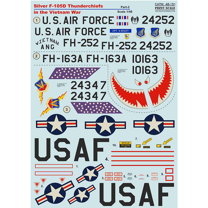 Print Scale 48-151 Decal 1:48 Silver F-105D Thunderchiefs in Viet Nam War Part 2