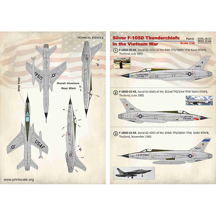 Print Scale 48-151 Decal 1:48 Silver F-105D Thunderchiefs in Viet Nam War Part 2