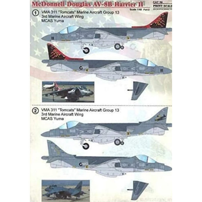 Print Scale 48-154 Decal Mc Donnel Douglas AV-8B Harrier II Part 2 Scale 1:48 for Aircraft Plastic model kit