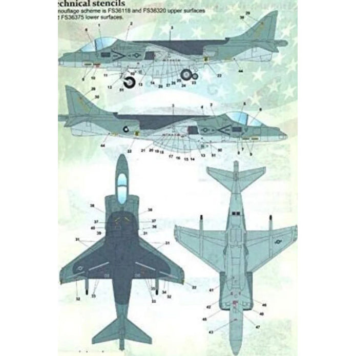 Print Scale 48-154 Decal Mc Donnel Douglas AV-8B Harrier II Part 2 Scale 1:48 for Aircraft Plastic model kit