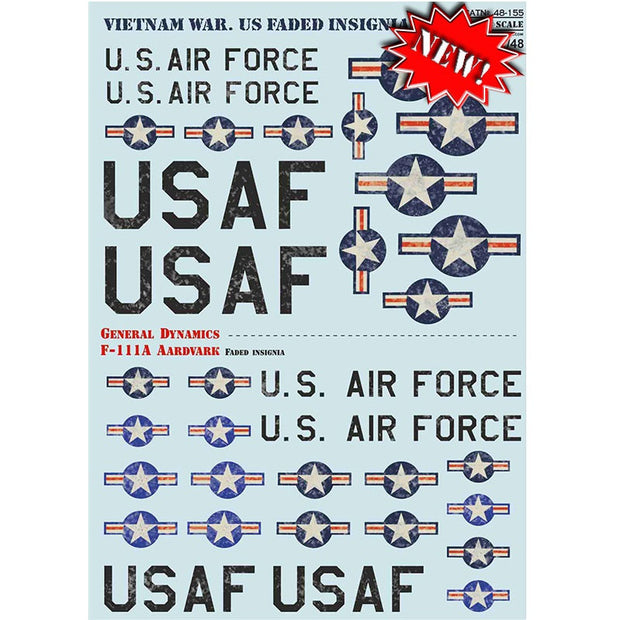 Print Scale 48-155 Decal 1:48 Vietnam War. US Faded Insignia The complete set 2 leaf