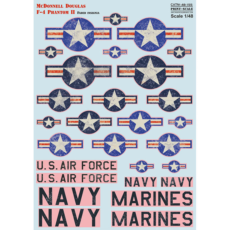Print Scale 48-155 Decal 1:48 Vietnam War. US Faded Insignia The complete set 2 leaf