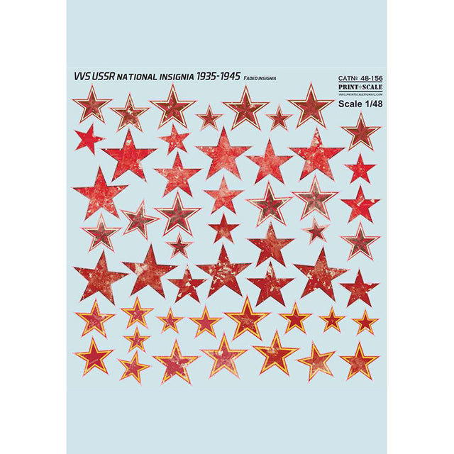 Print Scale 48-156 Decal 1:48 VVS USSR Faded National Insignia 1935-1945 - 2 sheets