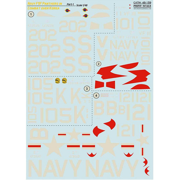 Print Scale 48-159 Decal 1:48 Navy F9F-2 -3 Panthers Part 1