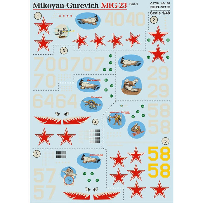 Print Scale 48-161 Decal Mikoyan-Gurevich MiG-23 Part 1 Scale 1:48 for Aircraft Plastic model kit