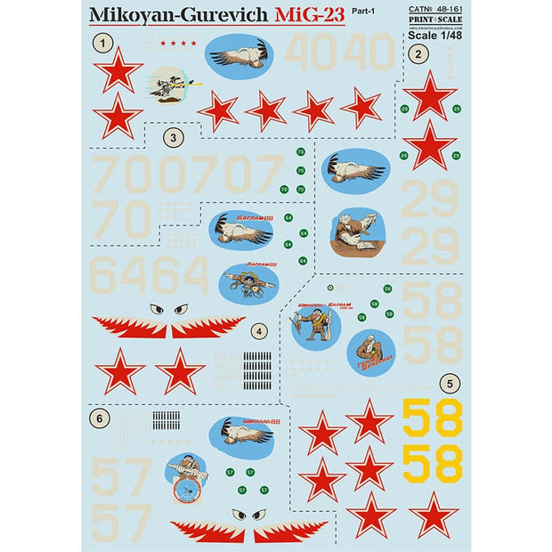 Print Scale 48-161 Decal Mikoyan-Gurevich MiG-23 Part 1 Scale 1:48 for Aircraft Plastic model kit