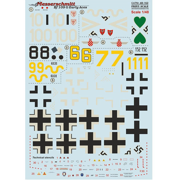 Print Scale 48-162 Decal 1:48 BF 109 G High Altitude Aces for Aircraft Plastic model kit