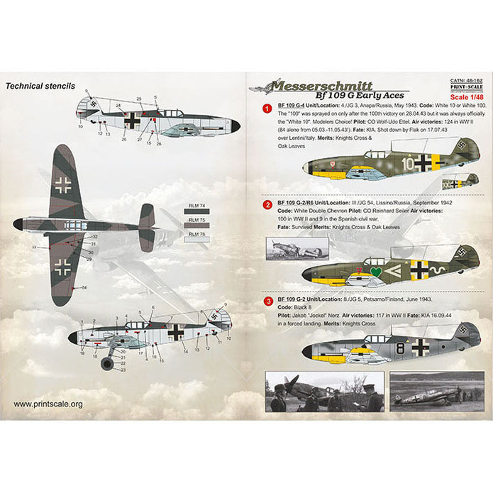 Print Scale 48-162 Decal 1:48 BF 109 G High Altitude Aces for Aircraft Plastic model kit