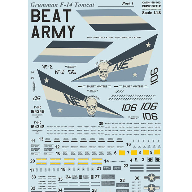 Print Scale 48-163 Decal Grumman F-14 Tomcat Part 1 The complete set 1.5 leaf Scale 1:48