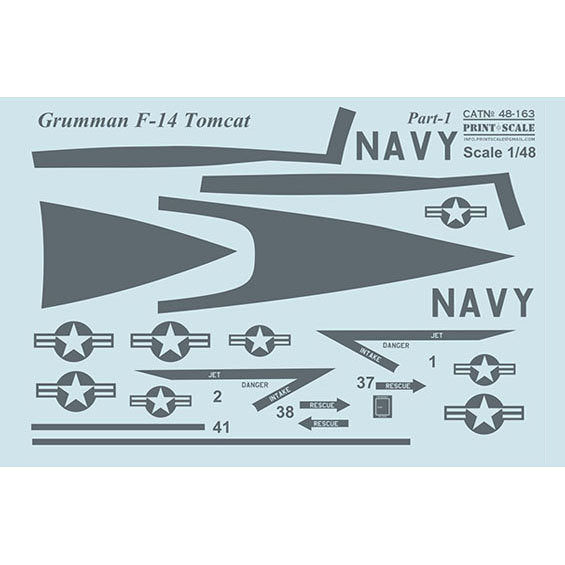 Print Scale 48-163 Decal Grumman F-14 Tomcat Part 1 The complete set 1.5 leaf Scale 1:48
