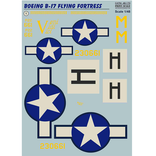 Print Scale 48-173 Decal Boeing B-17 Flying Fortress Veni, Vidi, Vici Scale 1:48 for Aircraft Plastic model kit