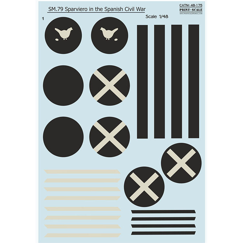 Print Scale 48-175 Decal 1:48 SM-79 Sparviero in the Spanish Civil War. The complete set 2 leaf