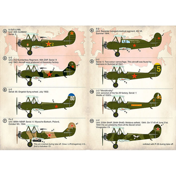Print Scale 48-177 Decal Polikarpov U-2/Po-2 Part 2 Scale 1:48 for Aircraft Plastic model kit