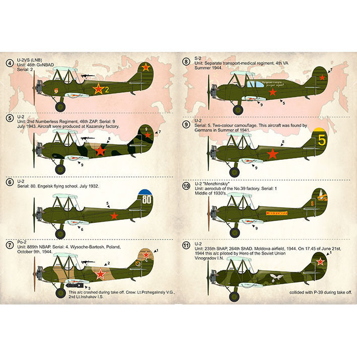 Print Scale 48-177 Decal Polikarpov U-2/Po-2 Part 2 Scale 1:48 for Aircraft Plastic model kit