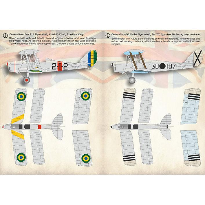 Print Scale 48-180 Decal De Havilland Tiger Moth Part 2 Scale 1:48 for Aircraft Plastic model kit