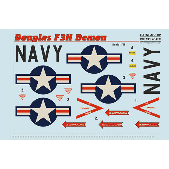 Print Scale 48-182 Decal Douglas F3F Demon Part 2 The complete set 2 leaf Scale 1:48 for Aircraft Plastic model kit