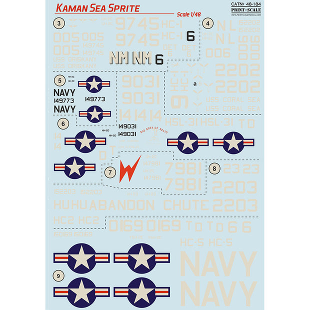 Print Scale 48-184 Decal Kaman Sea Sprite The complete set 2 leaf Scale 1:48 for Helicopter Plastic model kit
