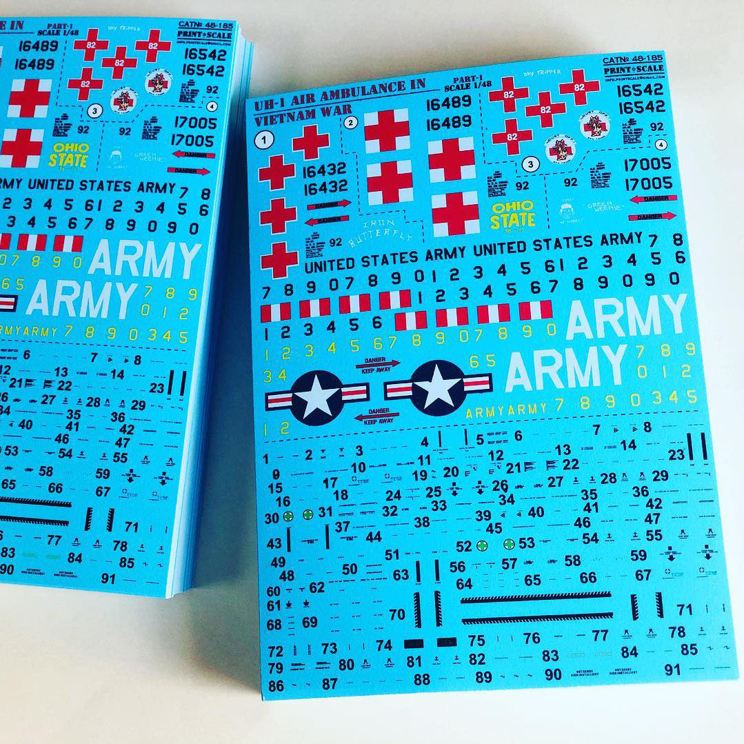 Print Scale 48-185 Decal UH-1 Air Ambulance in Vietnam War Part 1 Scale 1:48 for Helicopter Plastic model kit