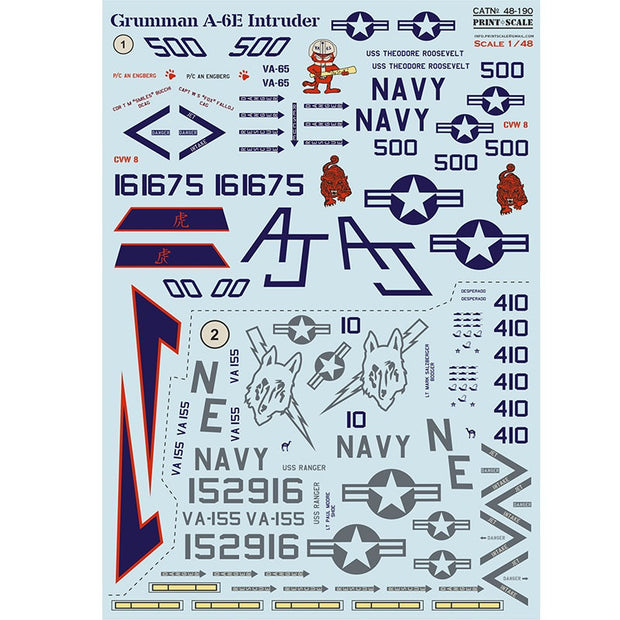 Print Scale 48-190 Decal Grumman A-6E Intruder Scale 1:48 for Aircraft Plastic model kit