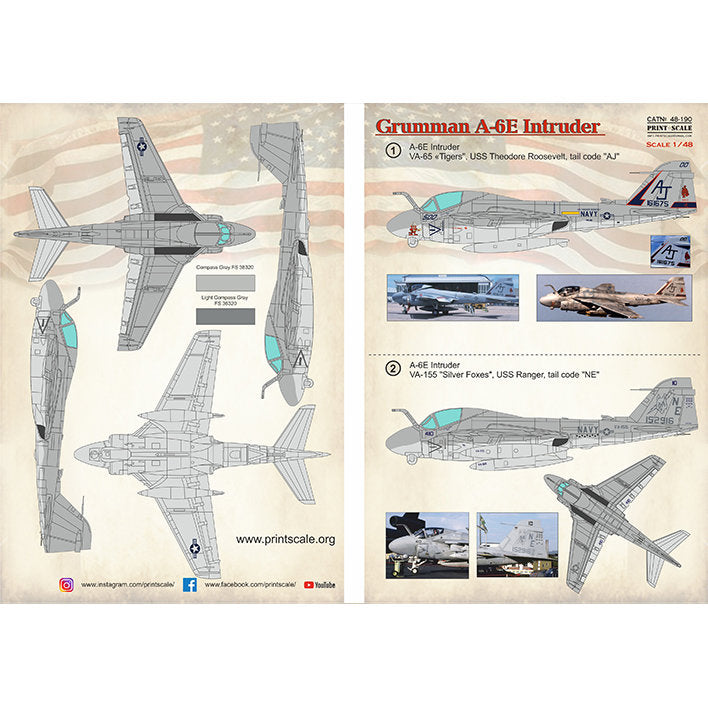 Print Scale 48-190 Decal Grumman A-6E Intruder Scale 1:48 for Aircraft Plastic model kit