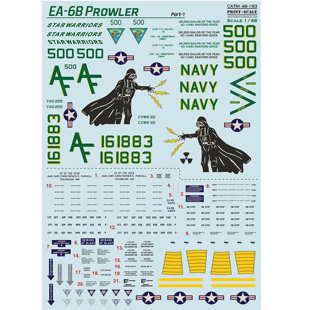 Print Scale 48-193 Decal EA-6B Prowler Part 1 Scale 1:48 for Aircraft Plastic model kit