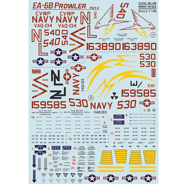 Print Scale 48-196 Decal EA-6 Prowler Part 2 Scale 1:48 for Aircraft Plastic model kit