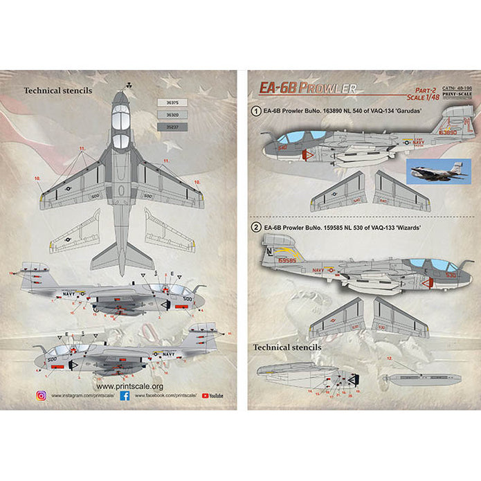 Print Scale 48-196 Decal EA-6 Prowler Part 2 Scale 1:48 for Aircraft Plastic model kit