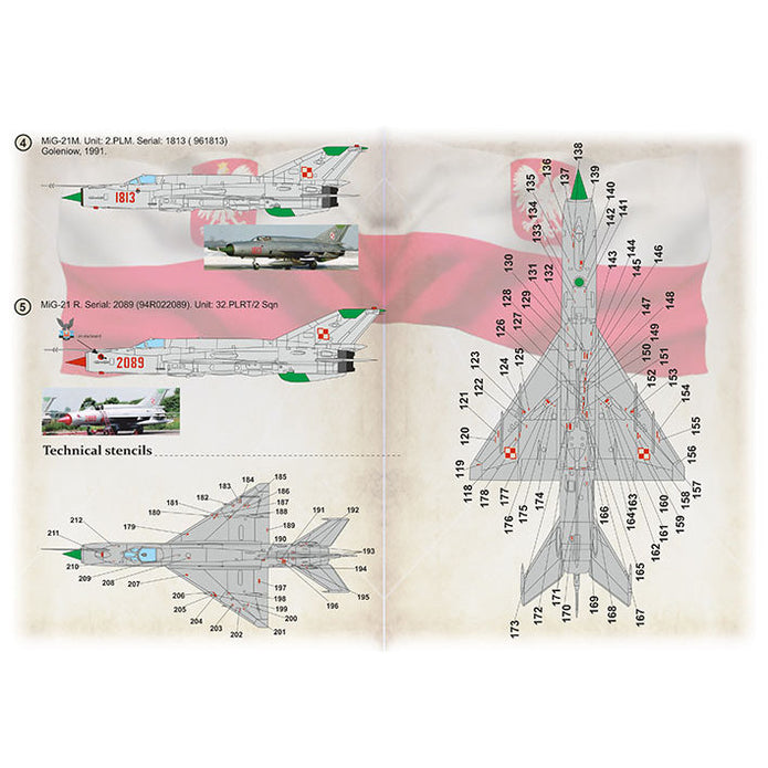 Print Scale 48-201 Decal MiG-21 Polish Air Force Part 1 Scale 1:48 for Aircraft Plastic model kit