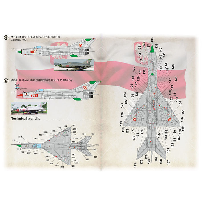 Print Scale 48-201 Decal MiG-21 Polish Air Force Part 1 Scale 1:48 for Aircraft Plastic model kit