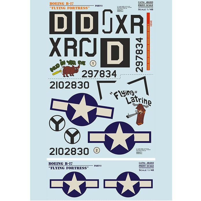 Print Scale 48-203 Decal 1:48 Boeing B-17 Flying Fortress Part 3 The complete set 1.5 leaf