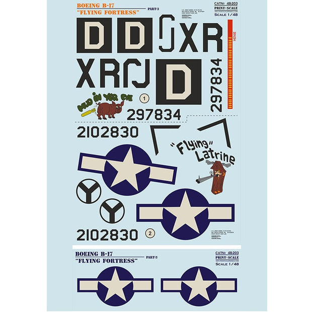 Print Scale 48-203 Decal 1:48 Boeing B-17 Flying Fortress Part 3 The complete set 1.5 leaf