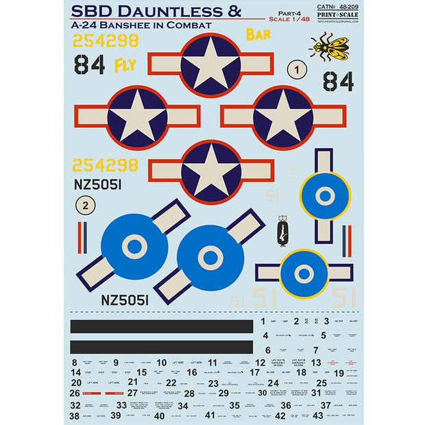 Print Scale 48-209 Decal SBD Dauntless & Banshee in Combat Part 4 Scale 1:48 for Aircraft Plastic model kit