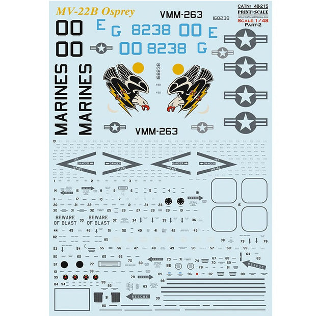 Print Scale 48-215 Decal MV-22B Osprey Part 2 Scale 1:48 for Helicopter Plastic model kit