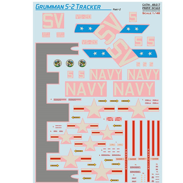Print Scale 48-217 Decal Grumman S-2 Tracker Part 2 Scale 1:48 for Aircraft Plastic model kit