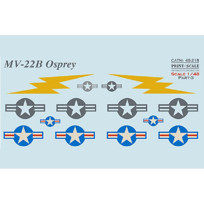 Print Scale 48-218 Decal MV-22B Osprey Part 3 The complete set 1.5 leaf Scale 1:48 for Helicopter Plastic model kit