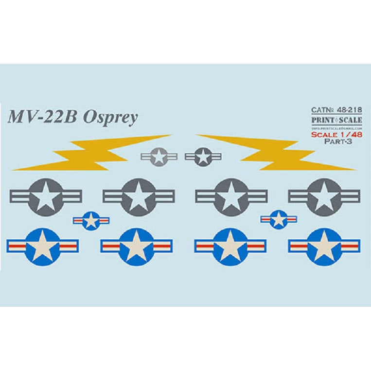 Print Scale 48-218 Decal MV-22B Osprey Part 3 The complete set 1.5 leaf Scale 1:48 for Helicopter Plastic model kit