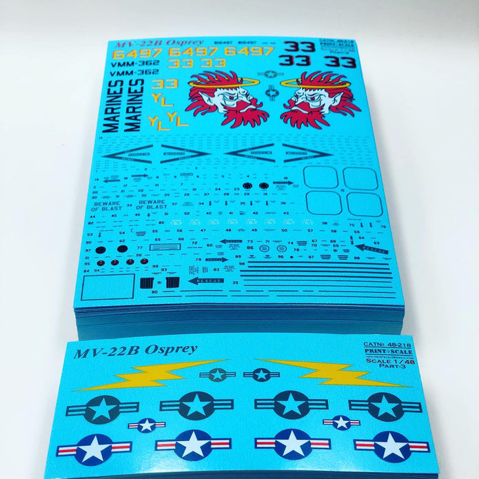 Print Scale 48-218 Decal MV-22B Osprey Part 3 The complete set 1.5 leaf Scale 1:48 for Helicopter Plastic model kit